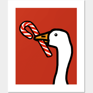 Christmas Portrait Goose Gamer with Candy Cane Posters and Art